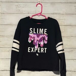 Abercrombie Kids Navy Blue Sweatshirt with Purple Sequin Design